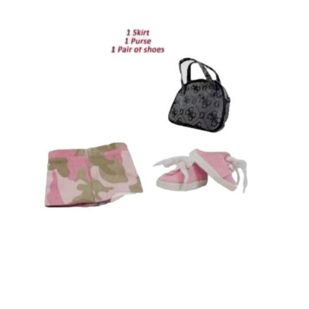 American Fashion World 3 Piece Lot for 18" American Girl Doll Skirt Shoes Purse